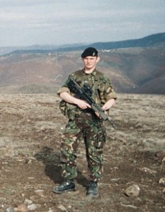 Neil Blower in Kosovo Novelist Neil Blower in full battledress