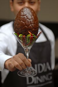 indiadining1 shadow India Dining owner Asad Khan with the "Not for Bunnies" Easter egg