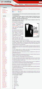 Lovereading.co.uk covers our story about Jay Gatsby being named as one of the world's all-time playboys