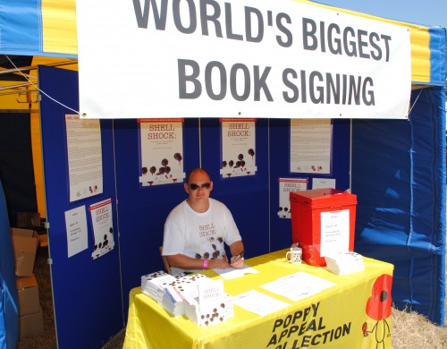 Neil Blower in the book signing tent at this year's War and Peace Revival Show. Photograph copyright Palamedes PR