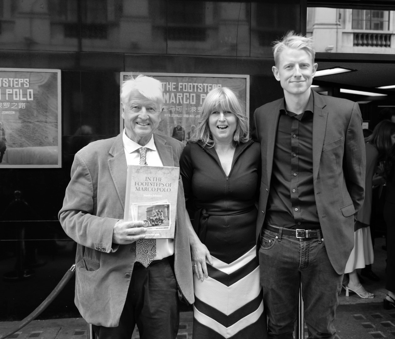 The author Stanley Johnson with family at the launch of In the Footsteps of Marco Polo in London