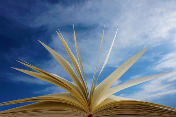 Book with blue sky