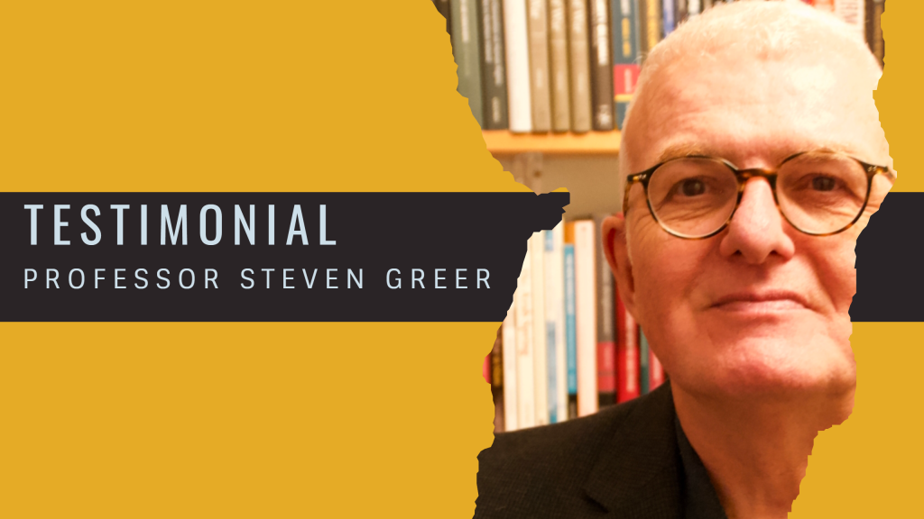 Professor Steven Greer provides Palamedes PR, the book marketing specialists, with a kind testimonial and review