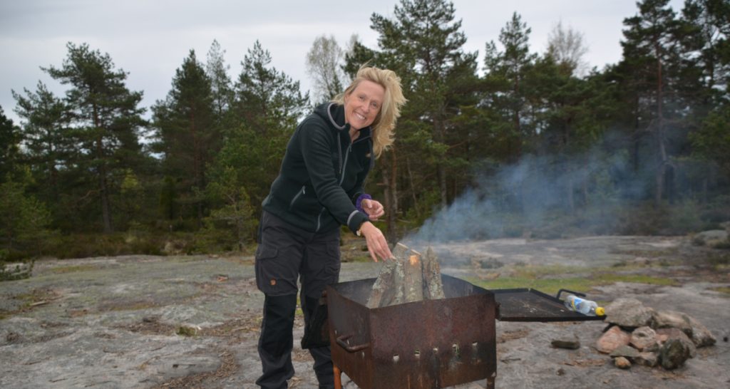 Emma Strandberg preparing dinner