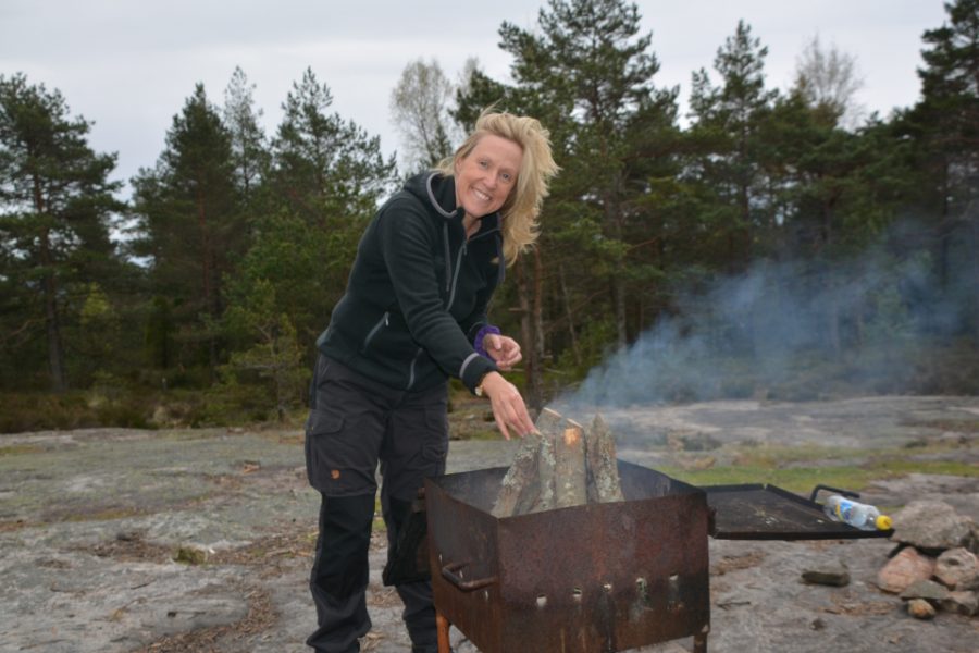 Emma Strandberg preparing dinner