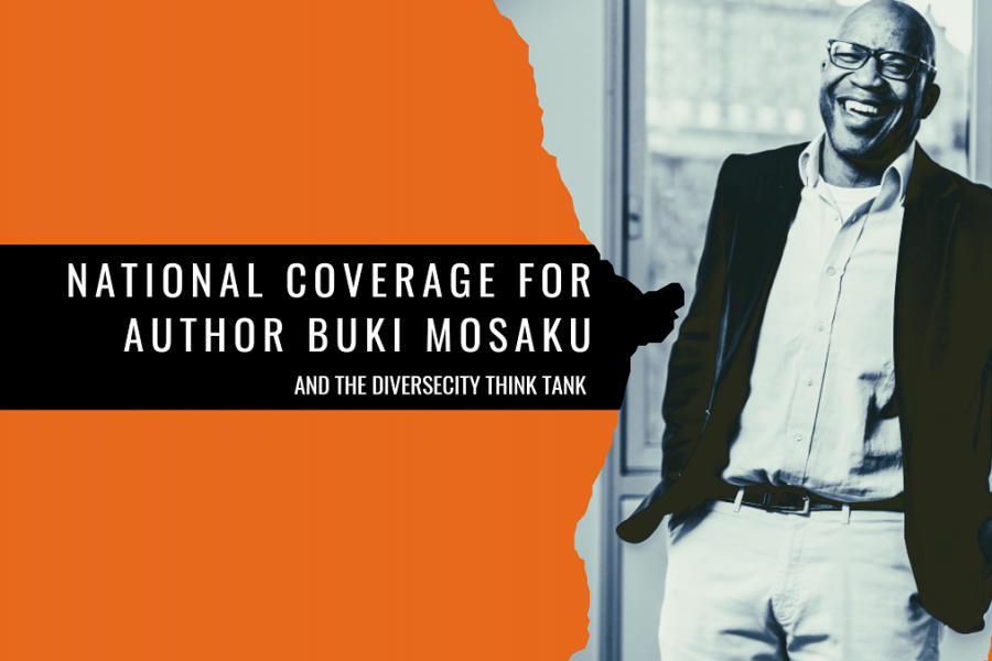 The author and race relations expert Buki Mosaku features in the national press. Here, Buki is pictured with the heading, "National Coverage for Author Buki Mosaku"