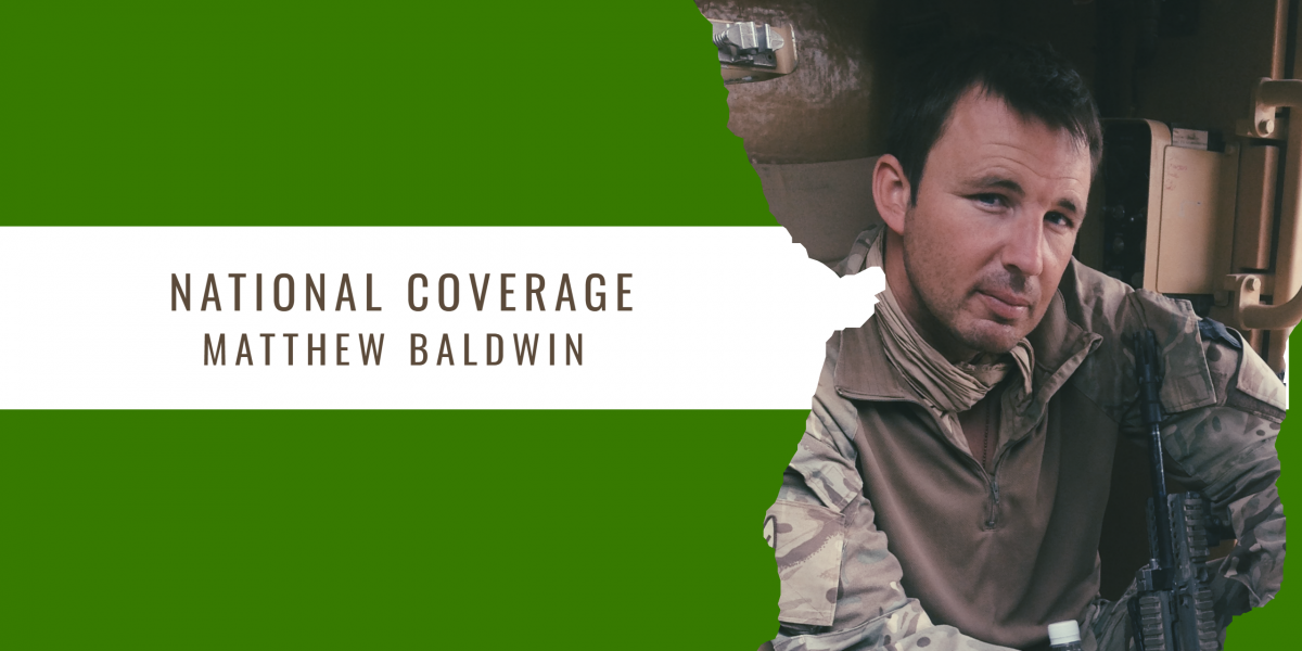 Author and retired Tank Commander Matthew Baldwin, a client of book PR agency Palamedes.